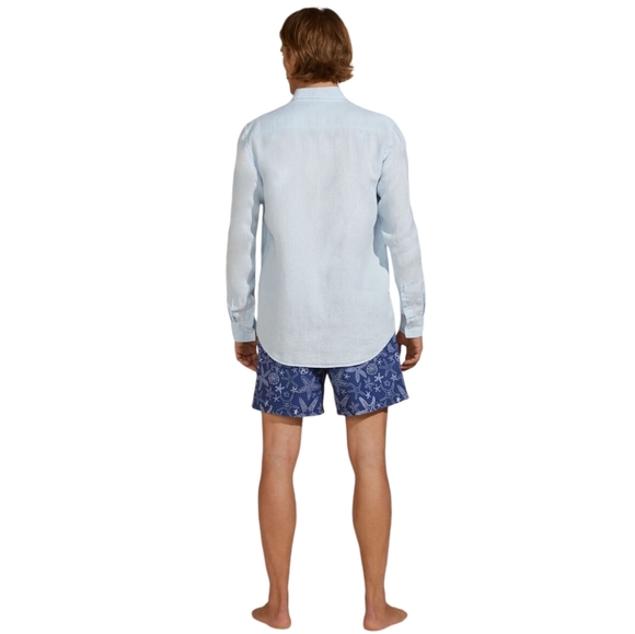 Vilebrequin Men Linen Shirt-Caroubis  Blue - Picture 3 of 16